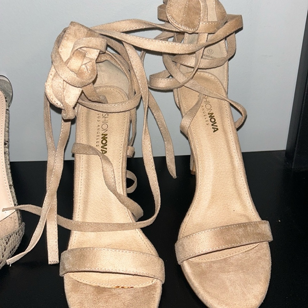 Barely worn taupe strappy heels